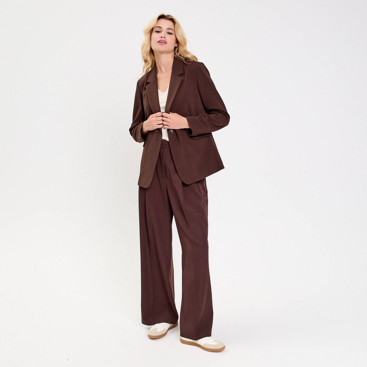Veste esprit blazer marron fonc&eacute; femme
