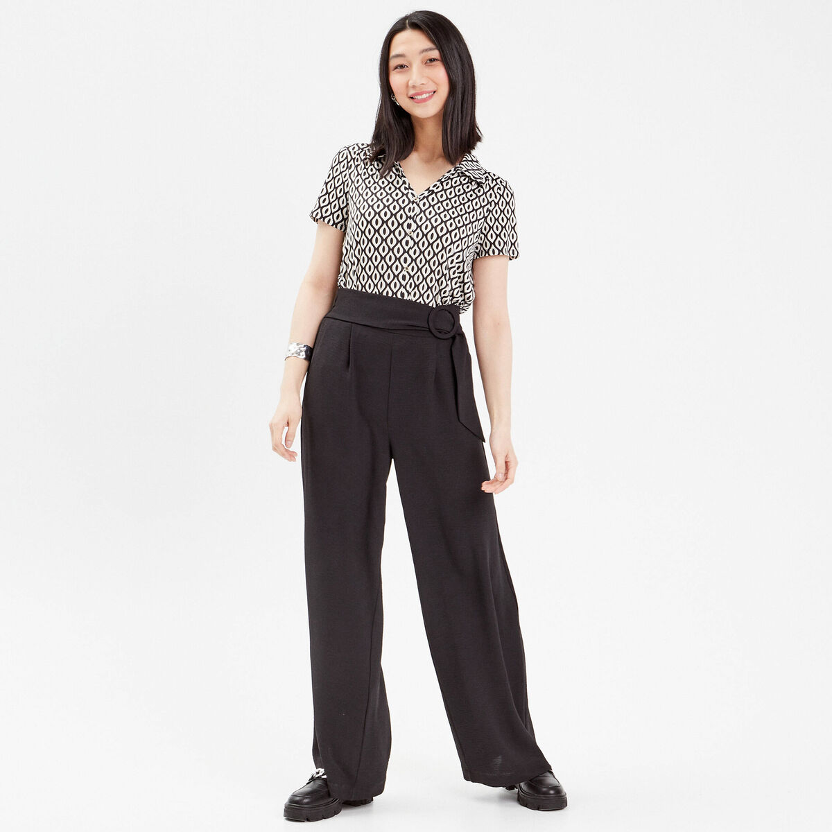 Blouse manches courtes noir femme
