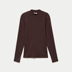 T-shirt ajust&eacute; manches longues marron fonc&eacute; femme