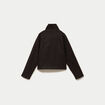 Veste chin&eacute;e col montant manches longues marron fonc&eacute; femme