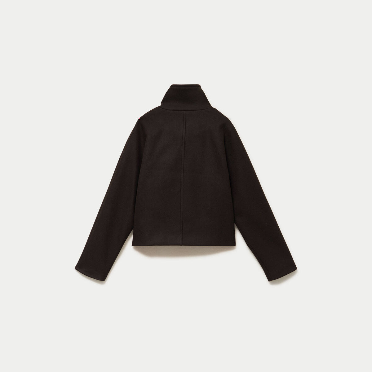 Veste chin&eacute;e col montant manches longues marron fonc&eacute; femme