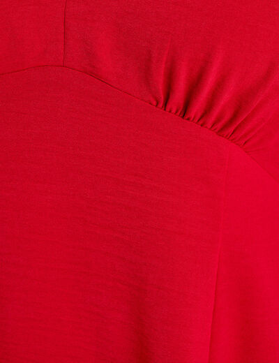 Robe trapèze manches ballons rouge femme