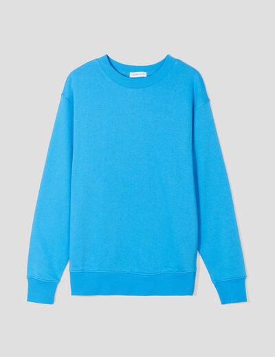 Sweat oversize col rond bleu femme