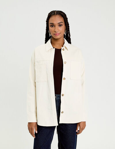 Chemise oversize en velours ivoire femme