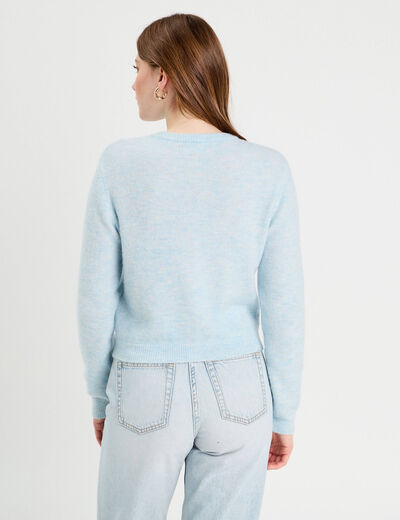 Gilet manches longues bleu pastel femme