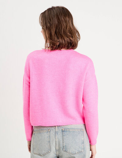 Pull manches longues rose femme