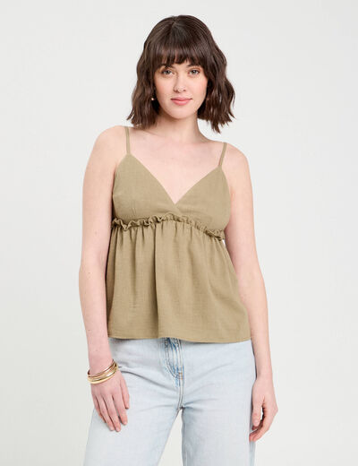 Caraco bretelles fines vert kaki femme