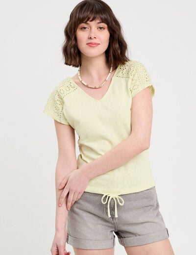 T-shirt manches courtes vert clair femme