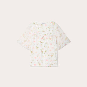 Chemise manches volants rose poudrée femme