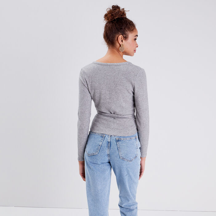Haut de pyjama gris clair femme