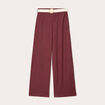 Pantalon large fluide ceinturé prune femme