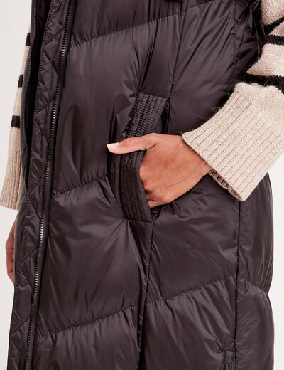 Doudoune longue sans manches noir femme