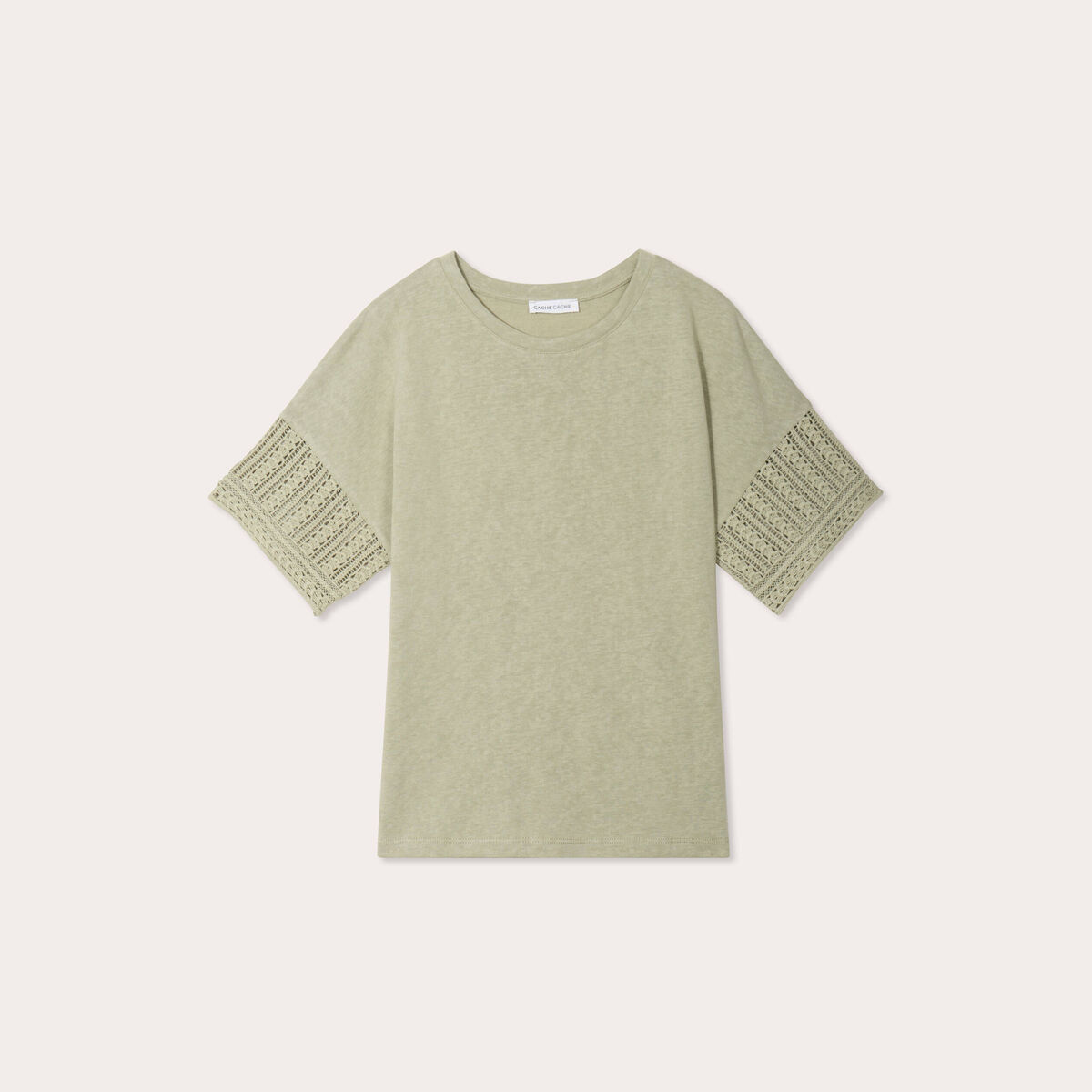 T-shirt manches courtes vert kaki femme