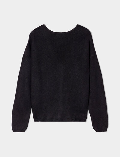Gilet boutonné avec col en V noir femme