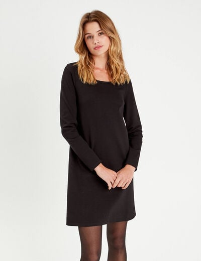 Robe évasée dos ouvert noir femme