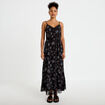 Robe longue &eacute;vas&eacute;e col v dentelle noir femme