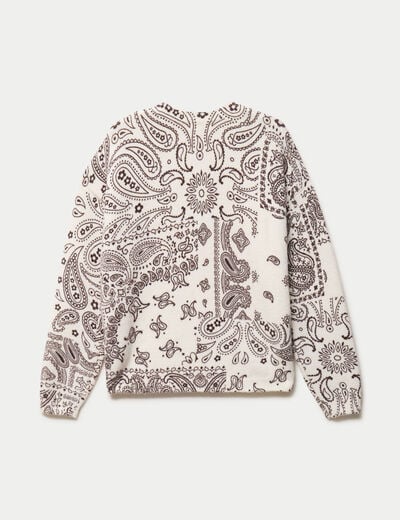 Pull col rond manches longues ecru femme