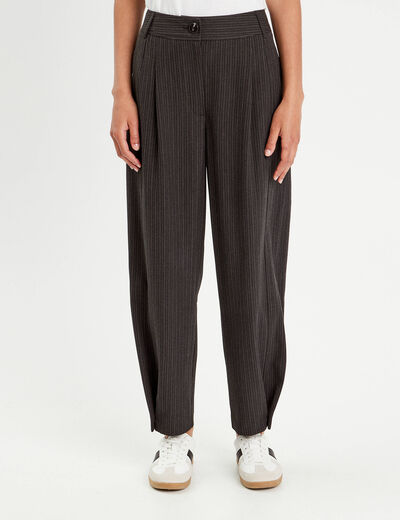 Pantalon balloon taille haute gris femme