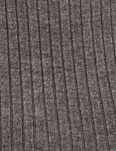 Pull col roulé côtelé gris foncé femme
