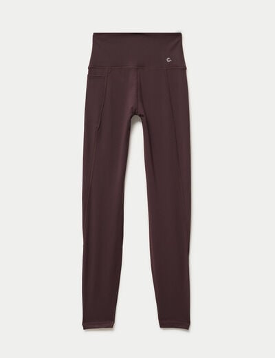 Leggings taille haute marron fonc&eacute; femme