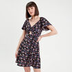 Robe évasée manches courtes noir femme