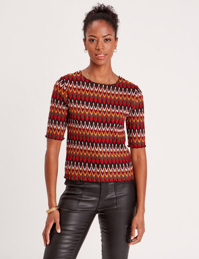 T-shirt cintré manches 3/4 bleu foncé femme
