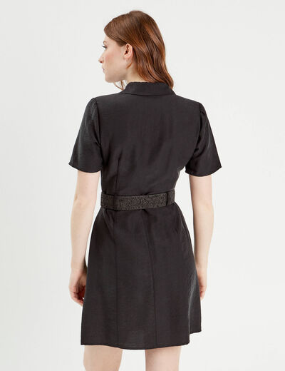 Robe trapèze ceinturée noir femme
