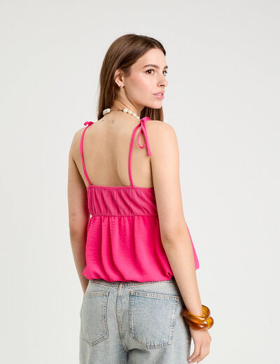 Blouse bretelles fines rose vif femme