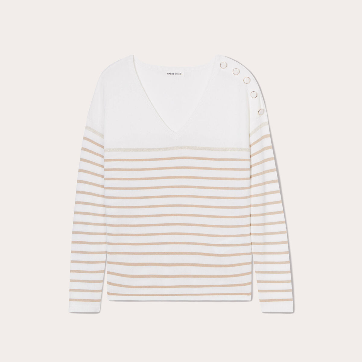 Pull avec boutons beige femme