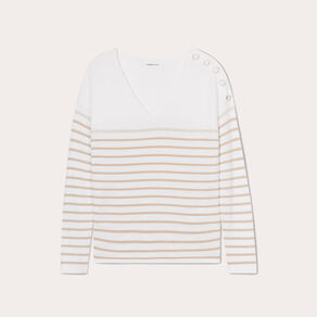 Pull avec boutons beige femme