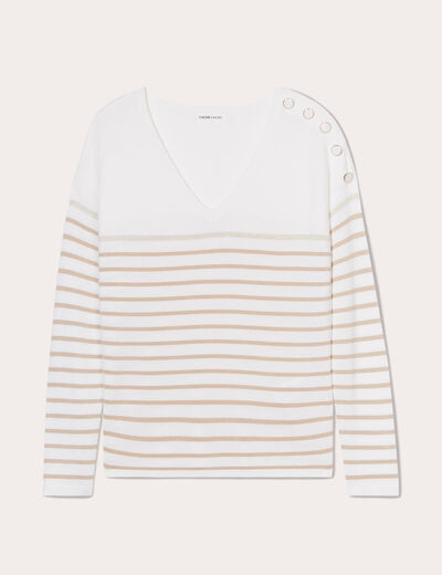 Pull avec boutons beige femme