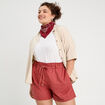 Short regular contenant du lin vieux rose femme