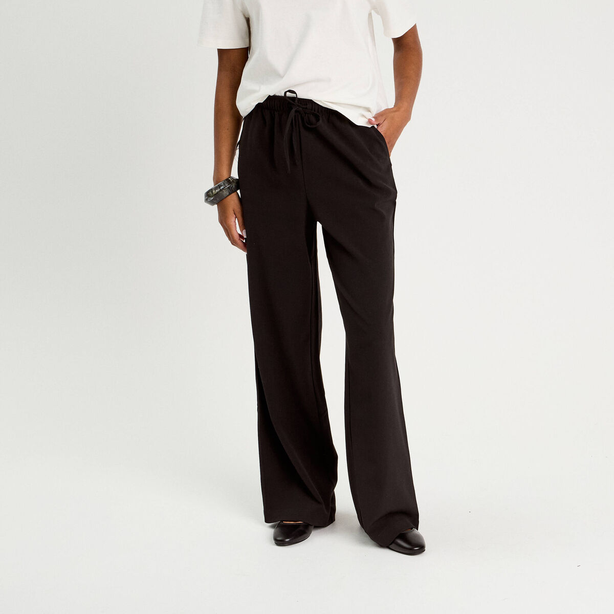 Pantalon large noir femme