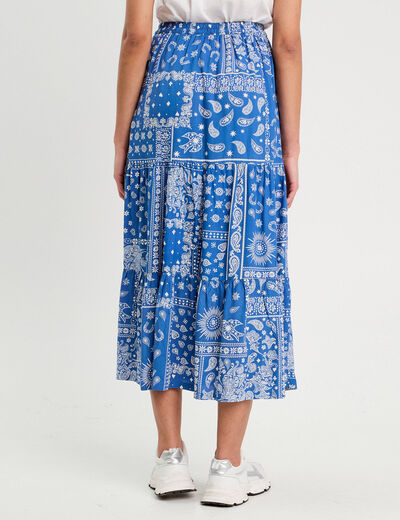 Jupe longue fluide bleu femme