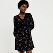 Robe &eacute;vas&eacute;e col v manches longues noir femme