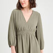 Robe évasée manches 3/4 vert kaki femme