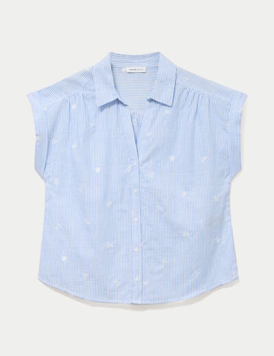 Blouse droite sans manches col rond blanc femme