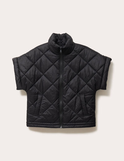 Veste col montant manches courtes noir femme