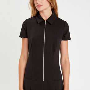 Robe trapèze zippée noir femme