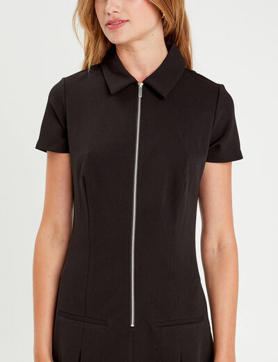 Robe trapèze zippée noir femme