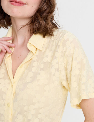 Chemise manches courtes jaune clair femme