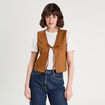 Veste suédine nouée marron femme