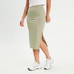 Jupe midi moulante vert kaki femme