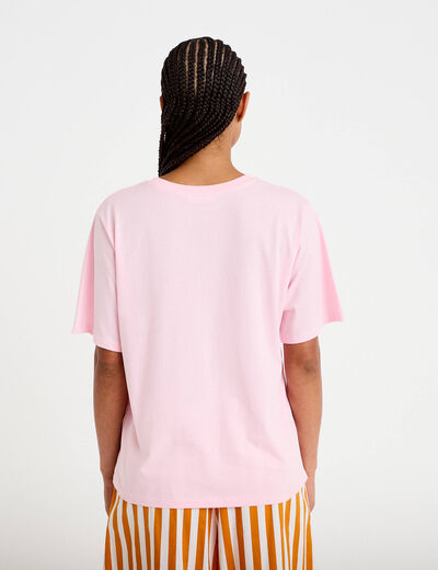 T-shirt oversize manches courtes rose clair femme