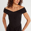 Robe midi bustier évasée noir femme