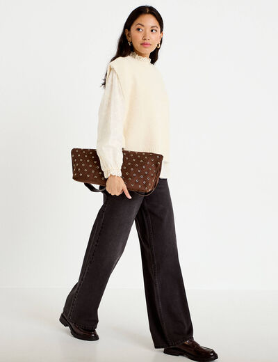 Pull sans manches ivoire femme