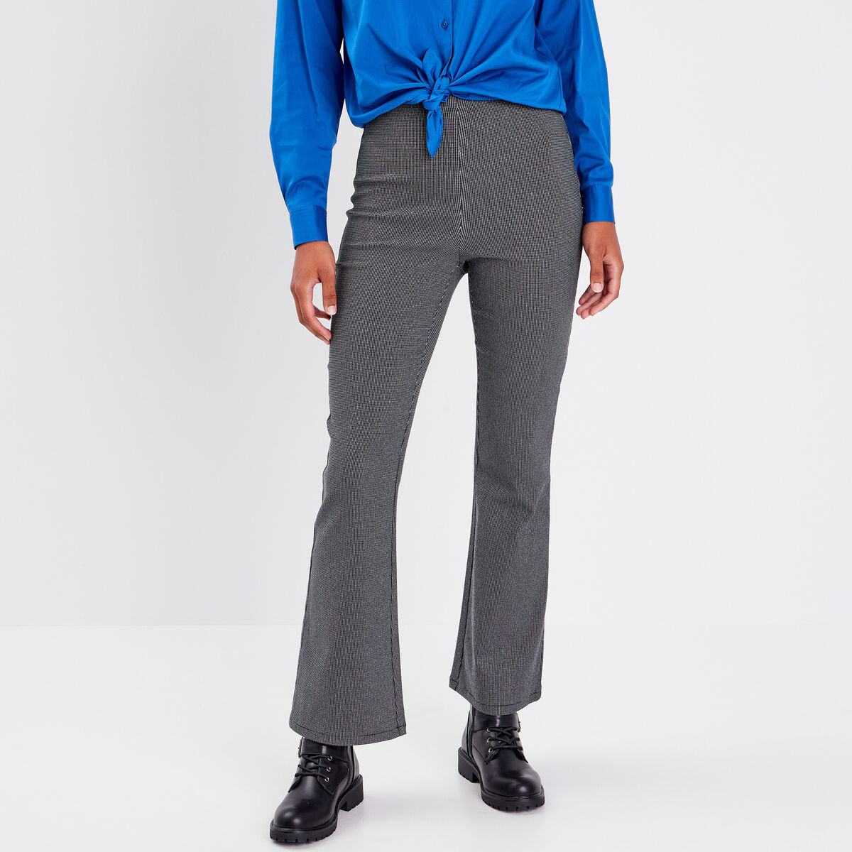 Pantalon bootcut stretch noir femme
