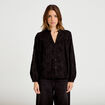 Blouse droite col rond manches longues noir femme