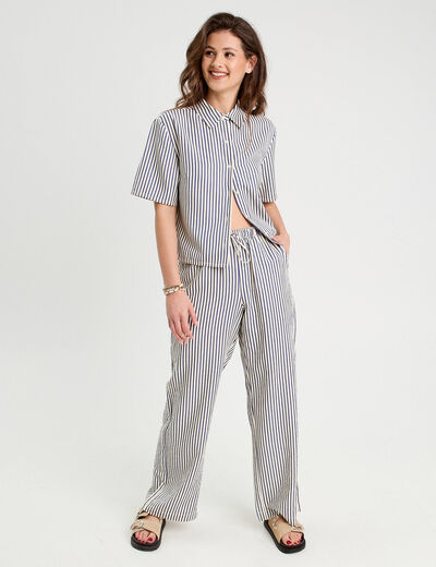 Chemise manches courtes bleu marine femme
