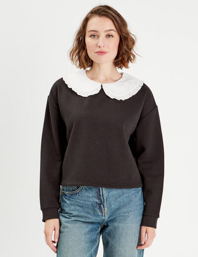 Sweat col claudine noir femme
